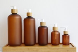 brown cosmetic bottles