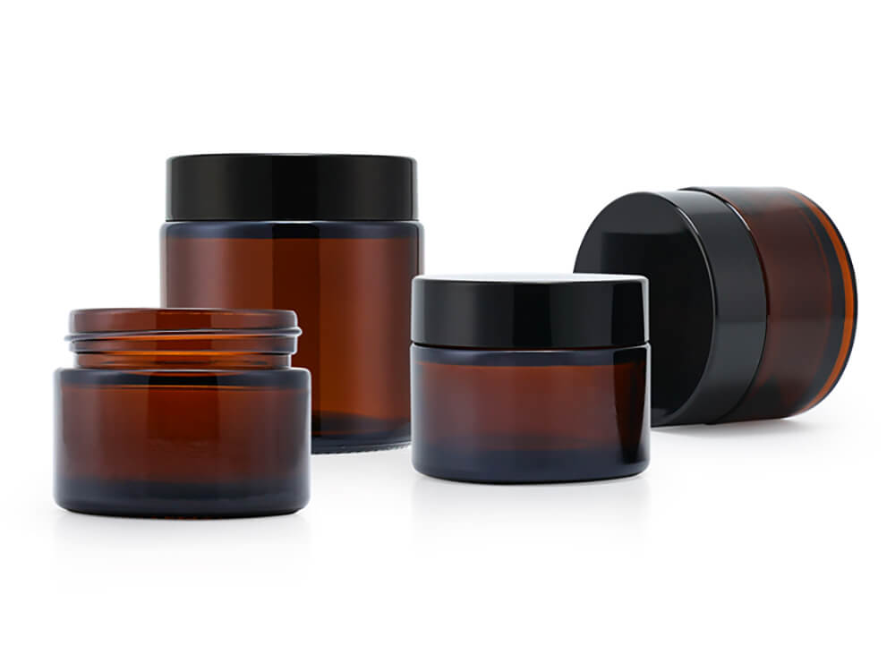 amber jars with lids